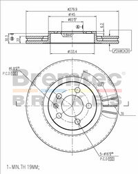 BREMTEC EURO-LINE BRAKE DISC ROTOR PAIR BDR8680EL