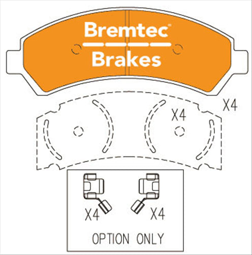 BREMTEC TRADE-LINE BRAKE PADS SET CHEVROLET BLAZER 1998-03 BT030TS