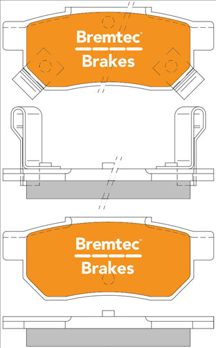 BREMTEC TRADE-LINE BRAKE PAD REAR SET ACCORD CIVIC CRX JAZZ INTEGRA BT096TS