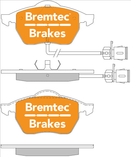 BREMTEC EURO-LINE BRAKE PADS SET VW GOLF IV (W/SENSOR) 1999- BT119ELC