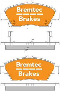 BREMTEC TRADE-LINE BRAKE PAD FRONT SET HONDA CIVIC AIRWAVE FERIO JAZZ BT127TS