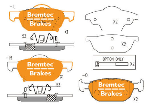 BREMTEC PRO-LINE BRAKE PADS SET HONDA CIVIC IX (FG) 1.8L 2012- BT1361PRO