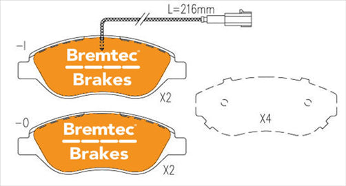 BREMTEC EURO-LINE BRAKE PADS SET ALFA ROMEO MITO (955) 1.4 BT1444ELC