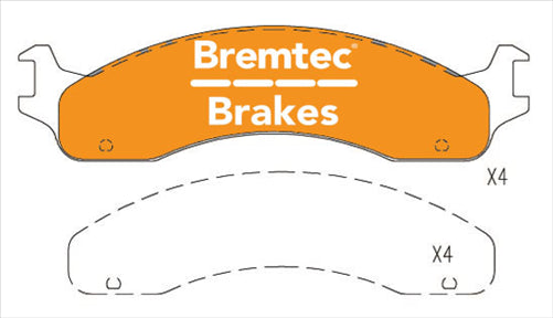 BREMTEC 4WD BRAKE PADS SET FORD F250 7.3L 4X4 1995- BT146E
