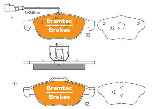 BREMTEC EURO-LINE BRAKE PADS SET ALFA ROMEO 159 (932( 2.0 2.5V6 BT1600ELC