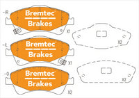 BREMTEC TRADELINE BRAKE PAD SET FRONT COROLLA ZRE152 153 AVENSIS ZRT BT1618TS