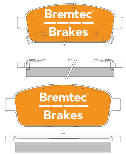 BREMTEC TRADE-LINE BRAKE PAD REAR SET CRUZE ASTRA CASCADA TRAX VOLT BT1626TS