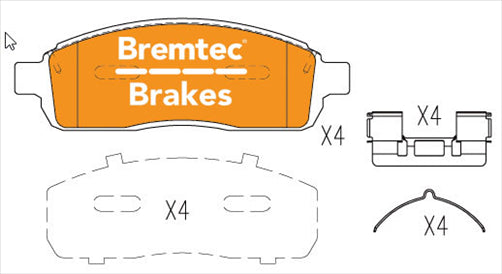 BREMTEC PRO-LINE BRAKE PADS SET FORD F150 5.0L 4WD 2005- BT1637PRO