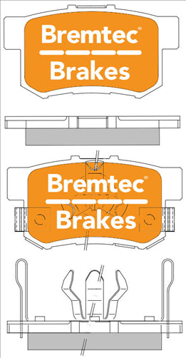 BREMTEC PRO-LINE BRAKE PADS SET HONDA CRV MKII 2.4 VTEC 2002- BT1639PRO