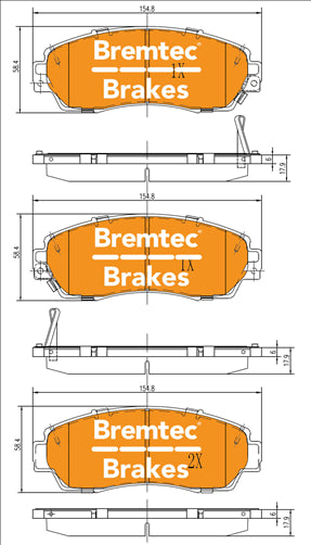 BREMTEC PRO-LINE FRONT BRAKE PAD SET HONDA CRV AWD 2007- BT1642PRO