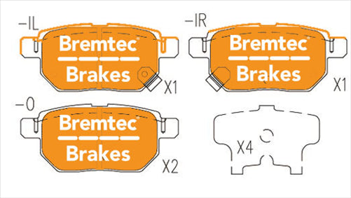 BREMTEC TRADELINE BRAKE PAD SET REAR TOYOTA PRIUS 1.8 (ZVW40) 2012- BT16810TS