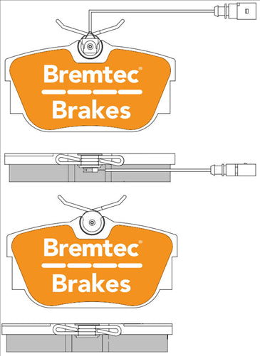 BREMTEC TRADE-LINE BRAKE PADS SET TRANSPORTER T4 15"" ATE SENSOR BT1692TS