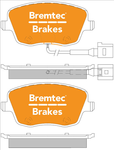 BREMTEC EURO-LINE BRAKE PADS SET VW POLO IV 1.6 GTi, 1.8 SENSOR BT1798ELC