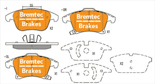 BREMTEC TRADELINE BRAKE PAD SET FRONT FORD MONDEO V 2.0TDci 05/2015- BT18650TS