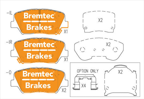 BREMTEC PRO-LINE HD CERAMIC+ ZERO DUST HYUNDAI VELOSTER 1.6LT 2011- BT18750PRO