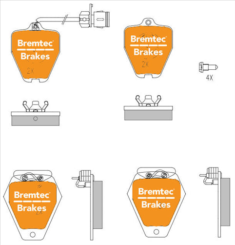 BREMTEC EURO-LINE BRAKE PADS SET AUDI A8 S6 4.2L 1995-98 BT1879ELC