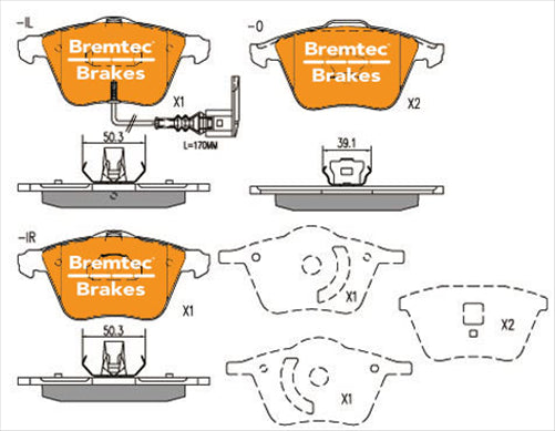 BREMTEC PRO-LINE BRAKE PADS SET VW PASSAT (35) 2.0TDi, 3.2FSI BT1923APRO