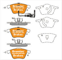 BREMTEC EURO-LINE FRONT BRAKE PADS SET VW GOLF R MKVI 2.0T AWD BT1923BELC