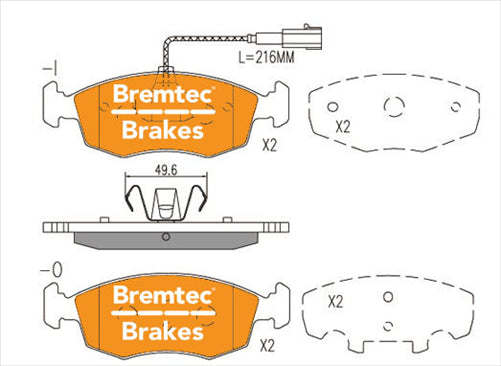 BREMTEC EURO-LINE BRAKE PADS SET FIAT 500 0.9L 2012- BT19360ELC