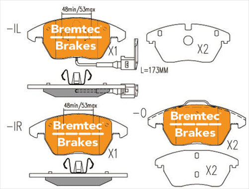 BREMTEC EURO-LINE BRAKE PADS SET VOLKSWAGEN POLO (6R_) 1.8GTi BT19670ELC
