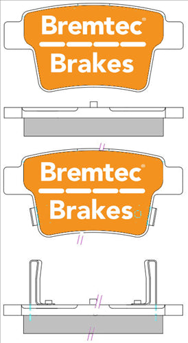 BREMTEC TRADELINE BRAKE PAD SET REAR MONDEO PERSONA SATRIA GEN2 BT1971TS