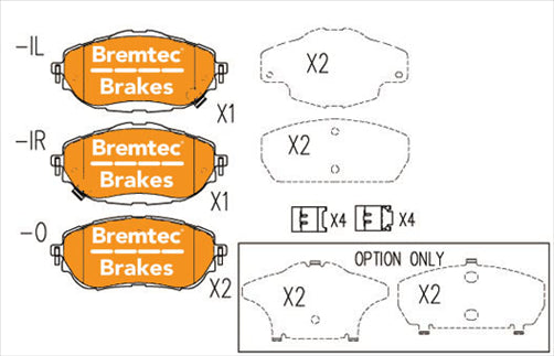 BREMTEC TRADELINE BRAKE PAD SET FRONT TOYOTA COROLLA (ZRE18_) 1.8 20 BT19830TS
