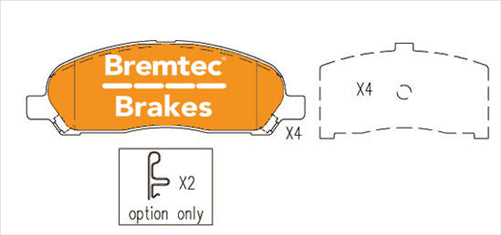 BREMTEC TRADE-LINE BRAKE PADS SET MITSUBISHI CHARIOT 1991-04 BT1991TS