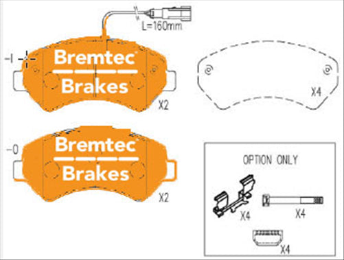 BREMTEC PRO-LINE BRAKE PADS SET DUCATO (250) 120, 160 MULTIJET BT1992PRO