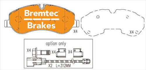 BREMTEC PRO-LINE HD CERAMIC+ LOW DUST FORD TRANSIT VO 2.2 TDCi (SRW) BT19960PR