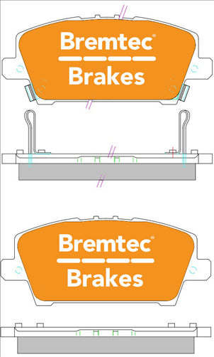 BREMTEC PRO-LINE BRAKE PADS SET HONDA CIVIC 1.8, 2.0 TYPE R BT2001PRO