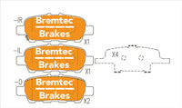 BREMTEC PRO-LINE HD CERAMIC+ LOW DUST NISSAN JUKE (F15) 2010- REAR BT20030PRO
