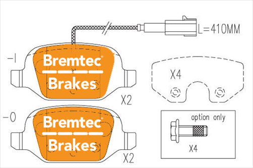 BREMTEC EURO-LINE BRAKE PADS SET FIAT 500 ABARTH 1.4L 2011- BT20040ELC