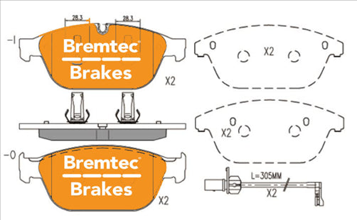 BREMTEC EURO-LINE BRAKE PADS SET AUDI A8 (4H) 3.0TDi 2013- BT20400ELC