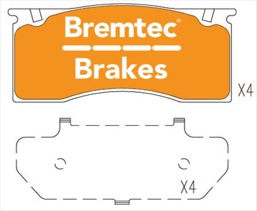 BREMTEC 4WD BRAKE PADS SET MUSTANG 5.0L 4 PISTON 1967 - BT2084E