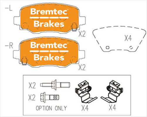 BREMTEC PRO-LINE BRAKE PADS SET JEEP CHEROKEE (KL) 3.2V6 4X4 BT21120PRO