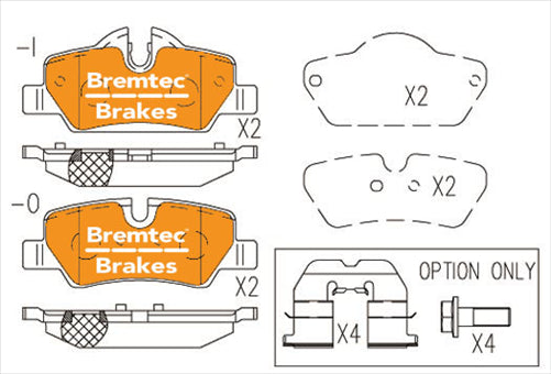 BREMTEC EURO-LINE BRAKE PADS SET BMW MINI (F55) 2.0L COOPER S BT21230ELC