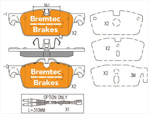 BREMTEC EURO-LINE BRAKE PADS SET PEUGEOT 508 1.6 Hdi 2010- BT21410ELC