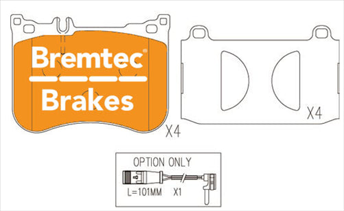 BREMTEC EURO-LINE HD BRAKE PADS SET MERCEDES (W222) S350 3.0CDI BT21640ELH