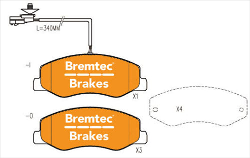 BREMTEC EUROLINE HD CERAMIC+ ZERO DUST RENAULT MASTER IV SENSOR BOSCH BT2178EL