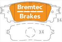 BREMTEC PRO-LINE BRAKE PADS SET LEXUS NX300H 2014- BT21820PRO