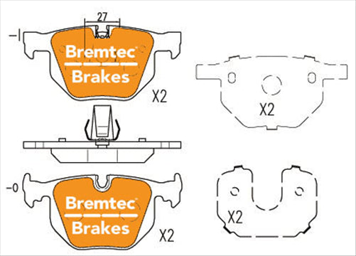 BREMTEC BRAKE PAD SET TOYOTA KLUGER MCU28R V6 2003- BT2211ELC