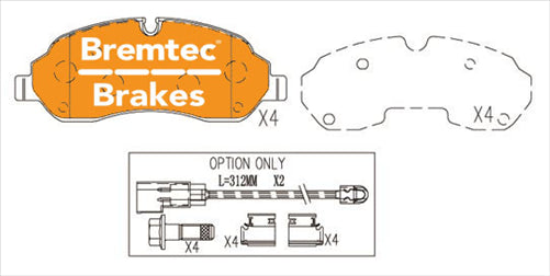 BREMTEC PRO-LINE BRAKE PADS SET FORD TRANSIT 3.5L L5 (DRW) BT22130PRO