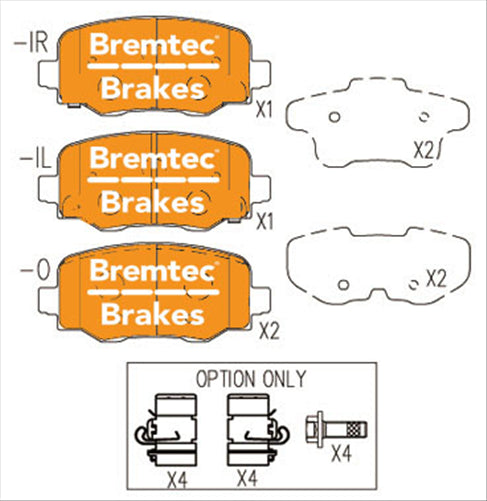 BREMTEC EURO-LINE BRAKE PADS FIAT 500X 1.4L 2015- BT22160ELC