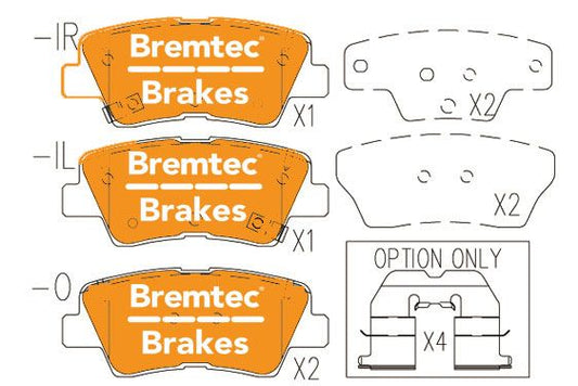 BREMTEC TRADE-LINE BRAKE PADS SET KIA RONDO (RP) 2.0L 2015- BT22190TS