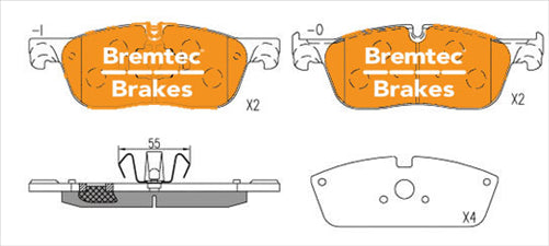 BREMTEC EUROLINE HD CERAMIC+ ZERO DUST JAGUAR XE (X760 3.0 V6 2015- BT22211ELH