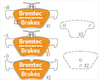 BREMTEC TRADE-LINE BRAKE PADS SET SUBARU OUTBACK 2.5L 2015- BT22370TS