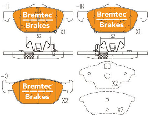 BREMTEC TRADE-LINE BRAKE PADS SET HONDA CIVIC IX (FK)1.6L i-DTEC BT22480TS