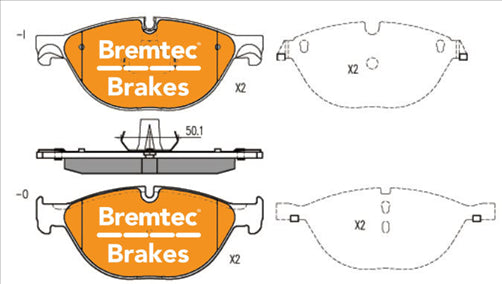 BREMTEC EURO-LINE BRAKE PADS SET BMW 5 (F10) 528i, 535i 2011- BT2254ELC