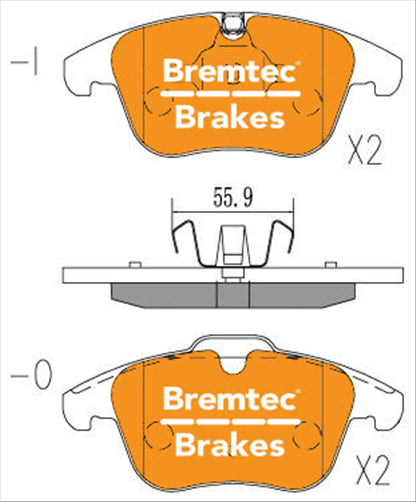 BREMTEC EURO-LINE HD BRAKE PADS SET JAGUAR XE (X760) 2.0L 2015- BT23190ELH
