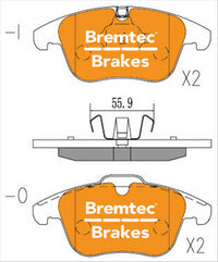 BREMTEC EURO-LINE HD BRAKE PADS SET JAGUAR XE (X760) 2.0L 2015- BT23190ELH